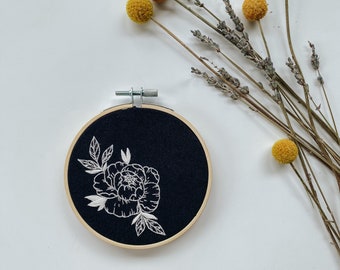 Embroidery Kit: Peony, DIY for beginner to intermediate