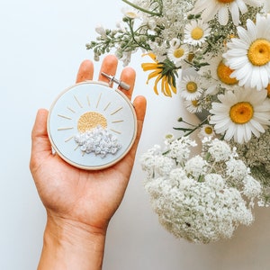 Embroidery Kit:  The Sunshine Hoop, DIY kit for beginner or intermediate skill levels