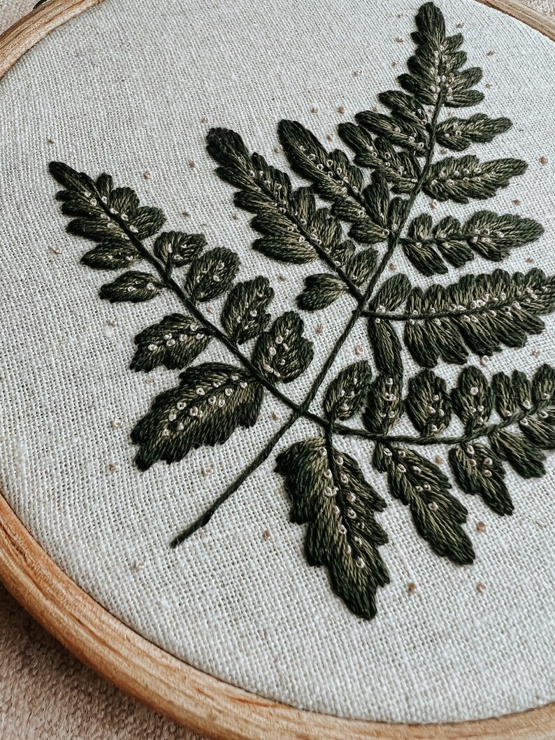 Embroidery Pattern: Forest Fern, PDF pattern, beginner embroidery, diy embroidery art, botanical art image 2