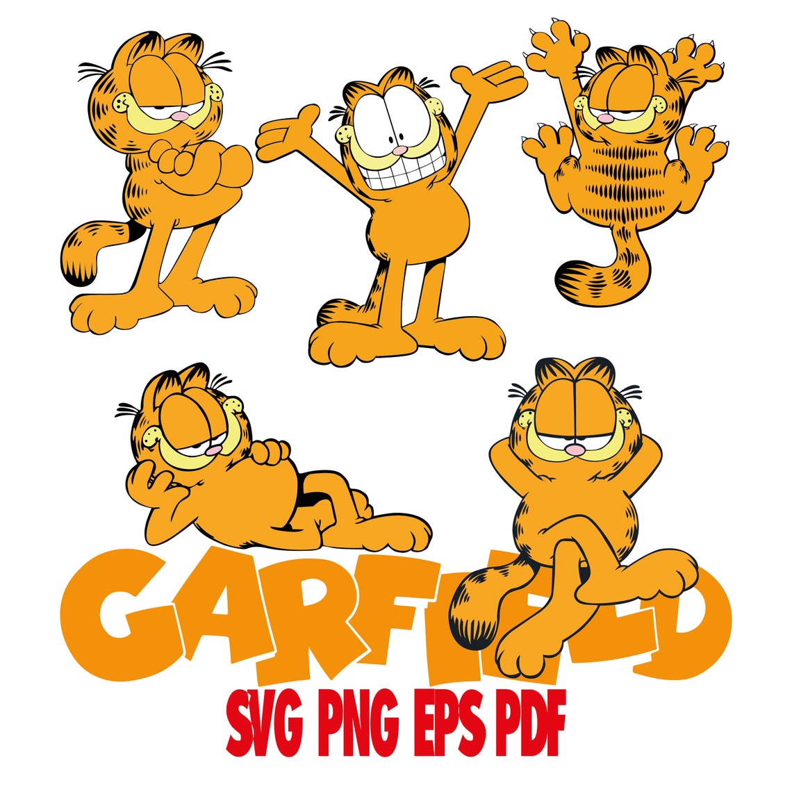 Svg Garfield Cartoon Clipart SVG Clipart Cricut SVG | Etsy