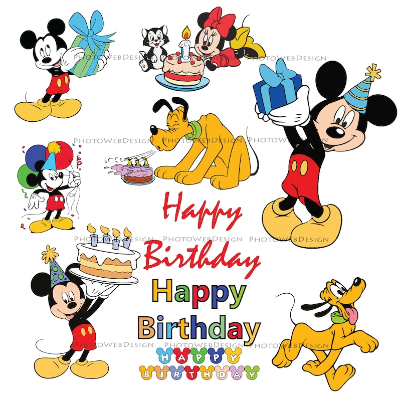 Download Mickey Mouse SVG Happy Birthday Disney Clipart Cut File | Etsy