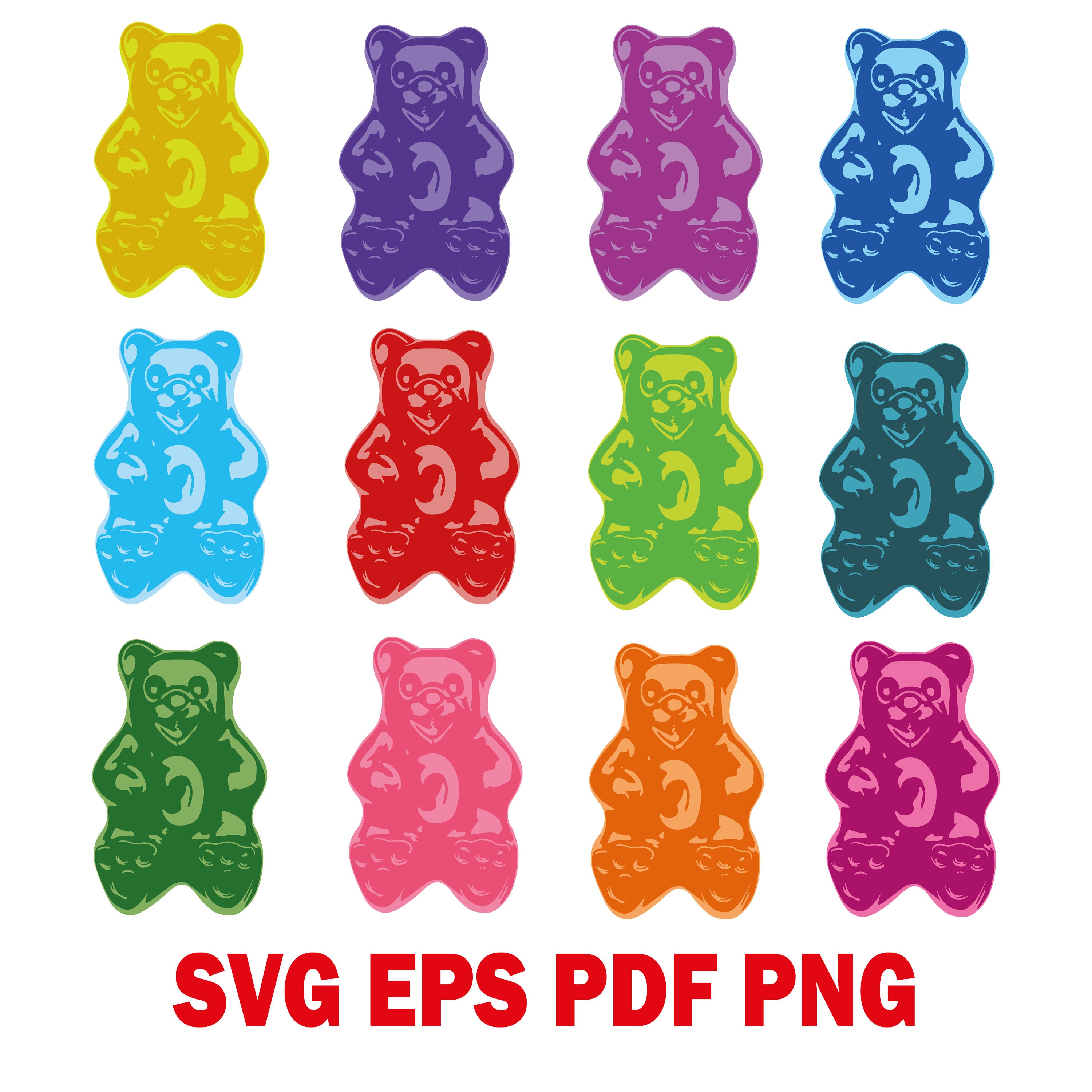 Clipart Gummy Bears SVG Gummy Bears Candy Candy Bears png | Etsy