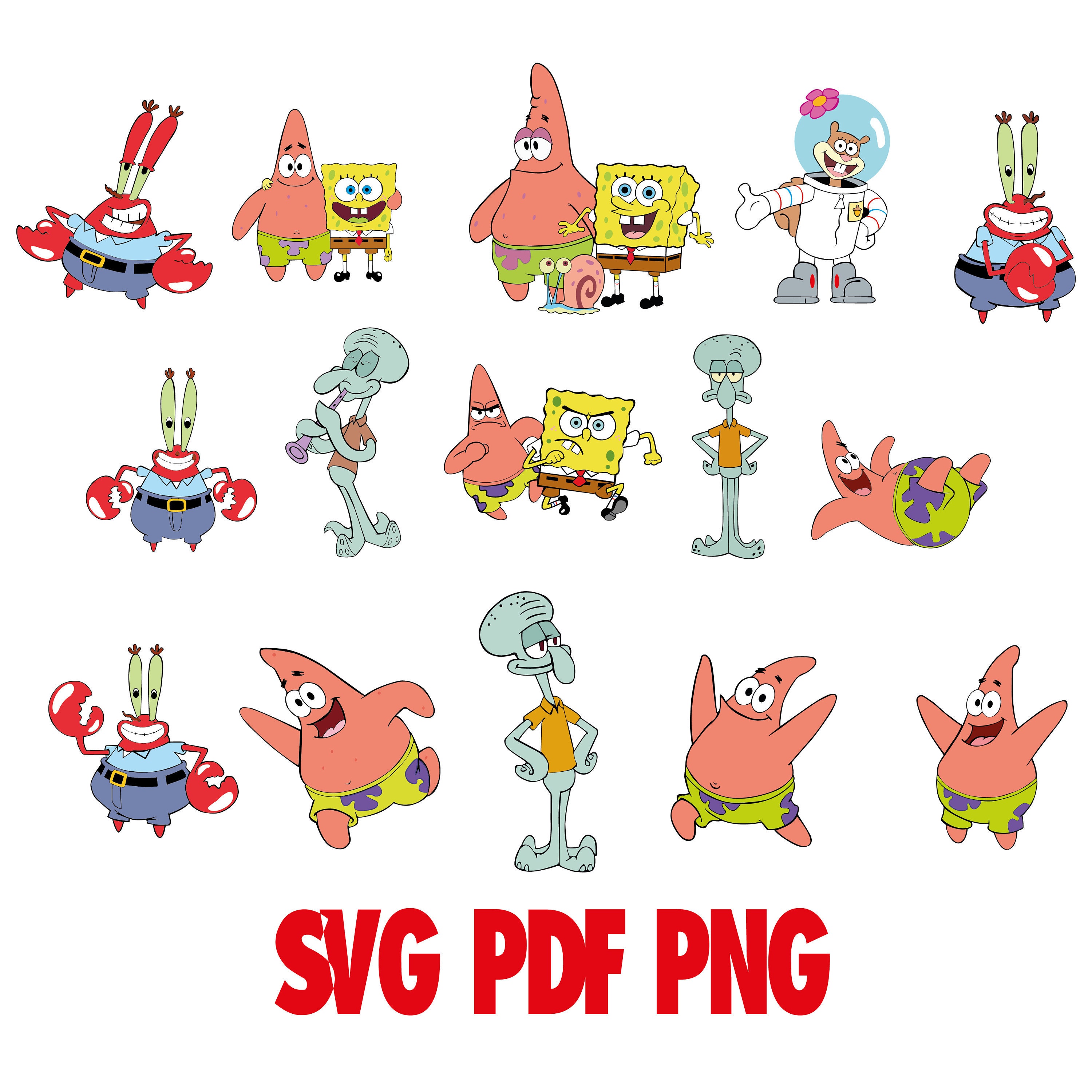SpongeBob Clipart SVG SpongeBob Clipart Digital Clipart | Etsy