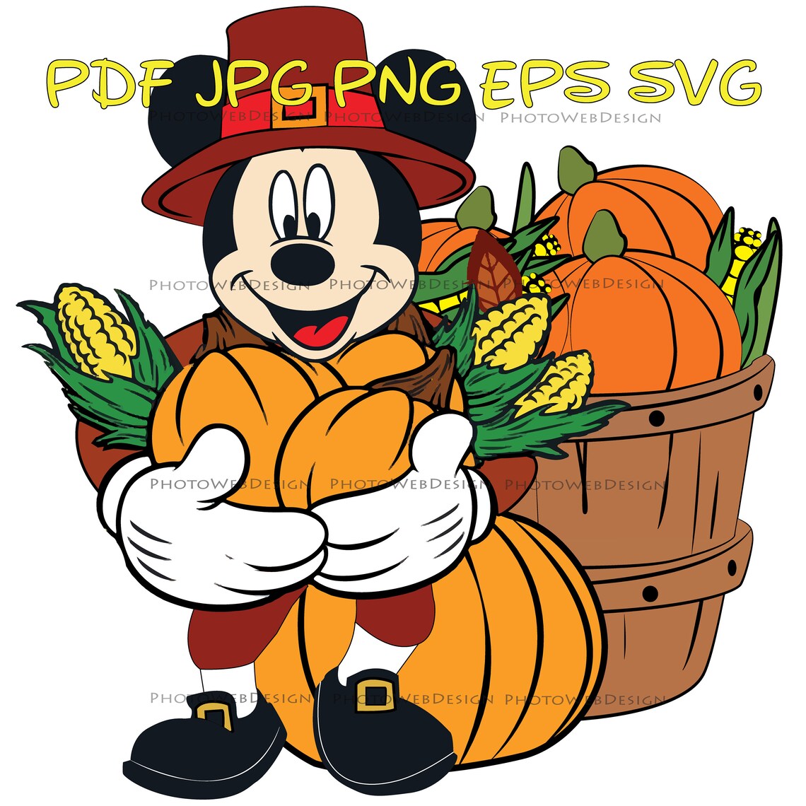 Thanksgiving Mickey Clipart Cut Minnie Clipart Autumn | Etsy