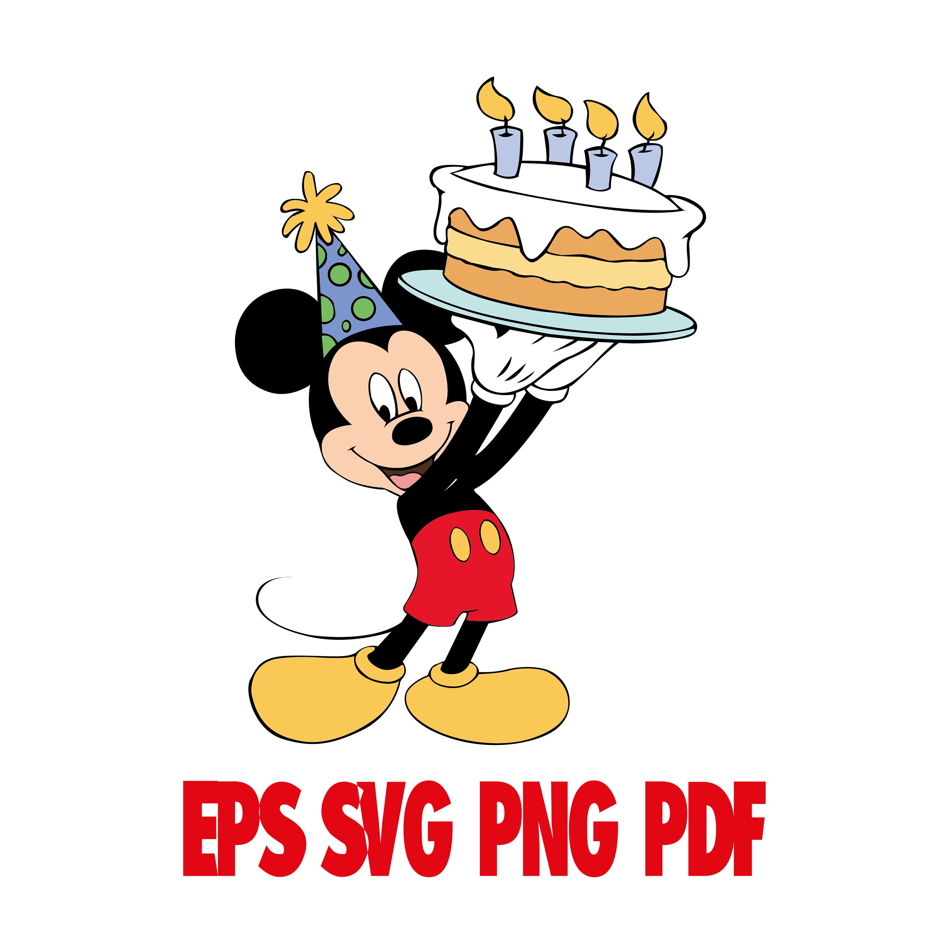 Mickey Mouse SVG Happy Birthday Svg Disney Clipart Cut | Etsy