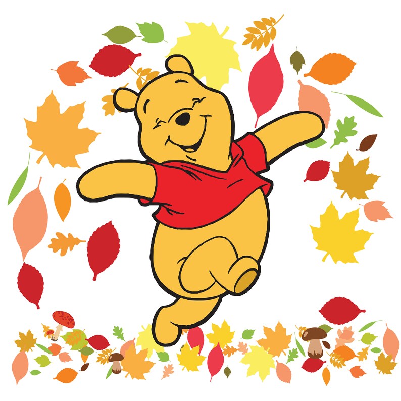 Autumn Clipart Leaves Clipart Fall Clipart Winnie The Pooh Etsy