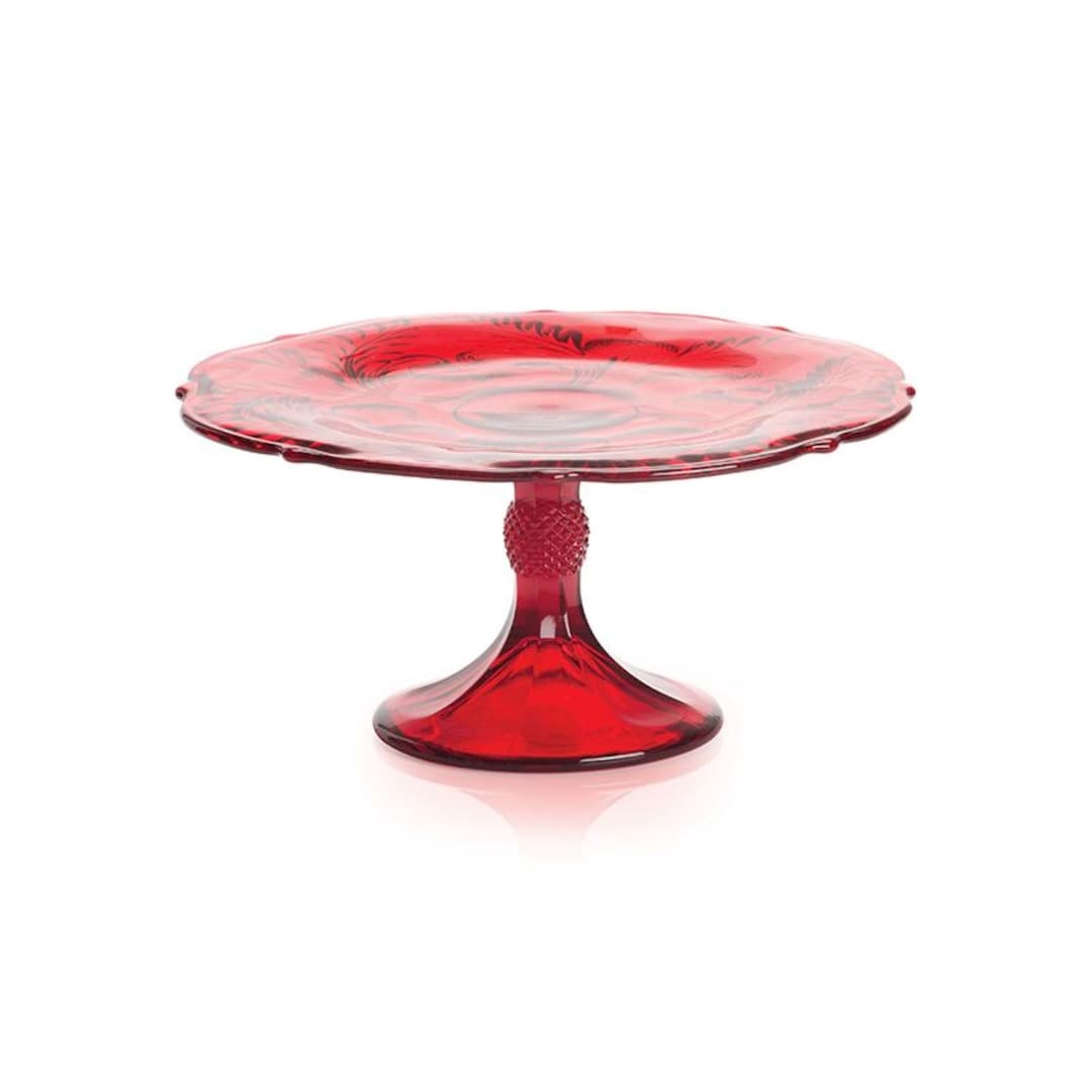 Mosser Glass Vintage Cake Stand Thistle Collection Red Large Cake Stand Etsy