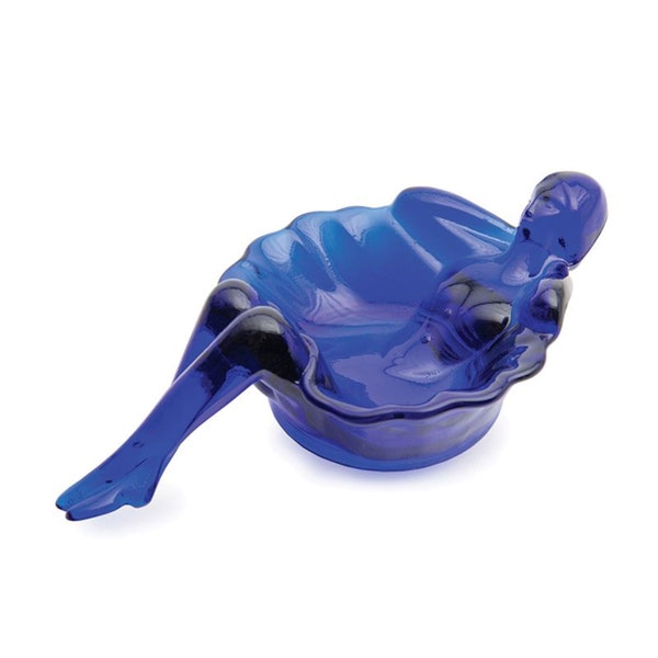 Mosser Glass Vintage Style Collectible Glass Bathing Beauty Soap Trinket Dish Cobalt Blue new