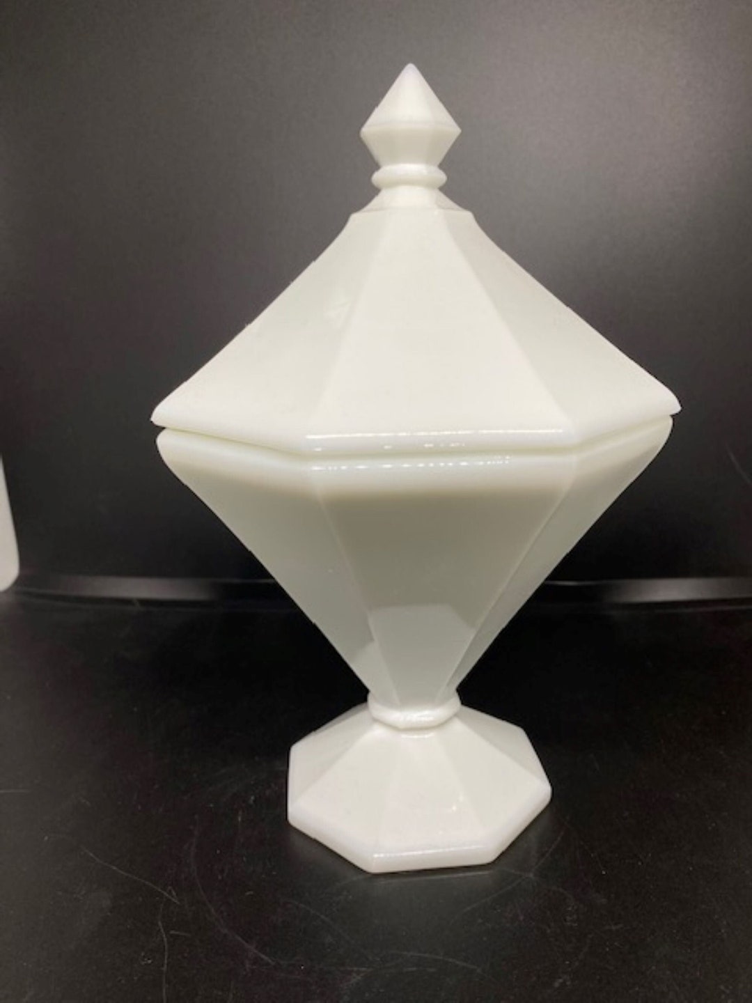 Vintage Antique Milk Glass White Compote Container With Lid Etsy