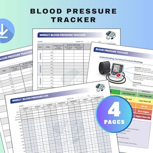 Blood Pressure Tracker Bundle | Weekly and 14-Day BP Log | Blood Pressure Chart | Printable Blood Pressure Journal | Digital Download