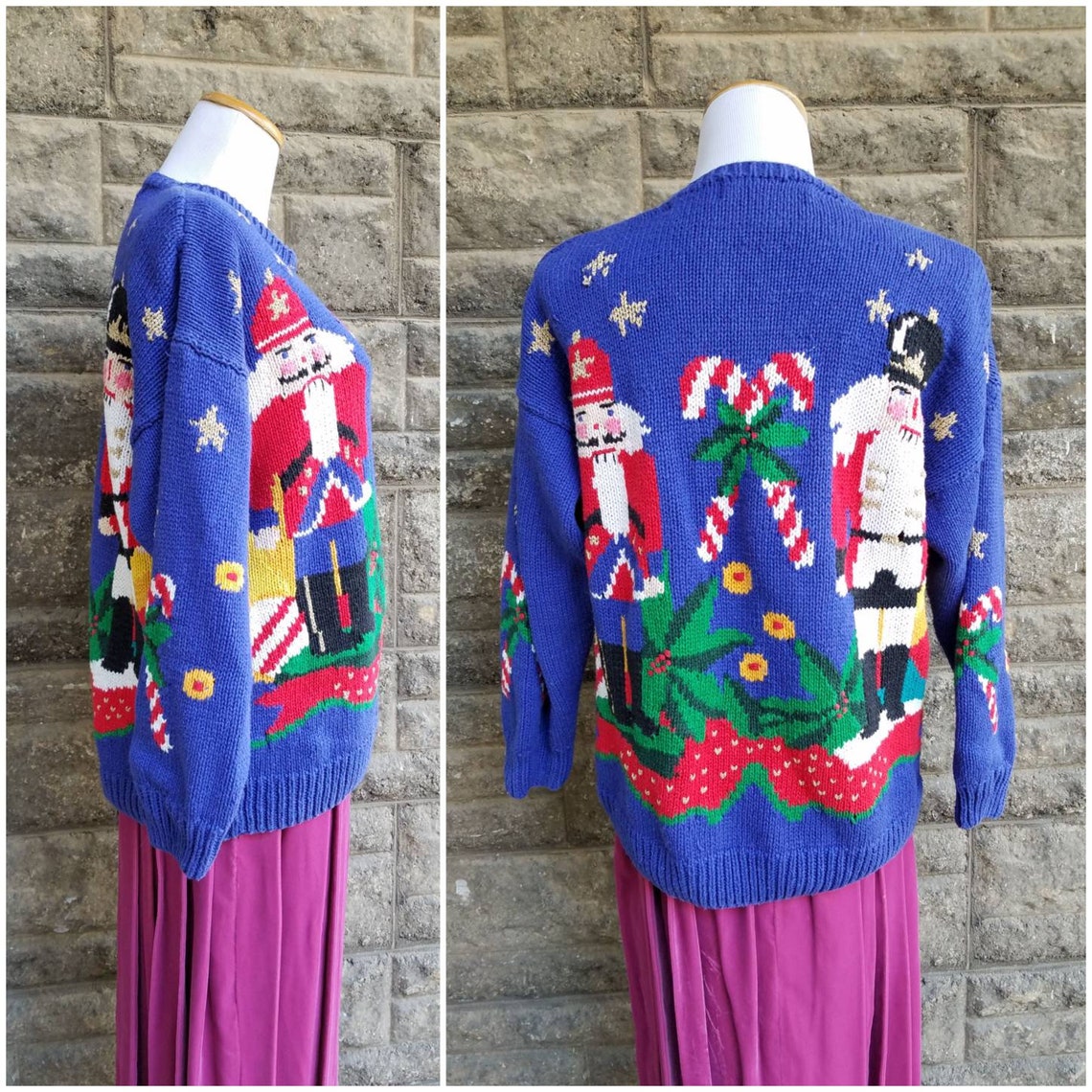 Vintage Knit Christmas Sweater Super Kitschy AllOver Design Etsy