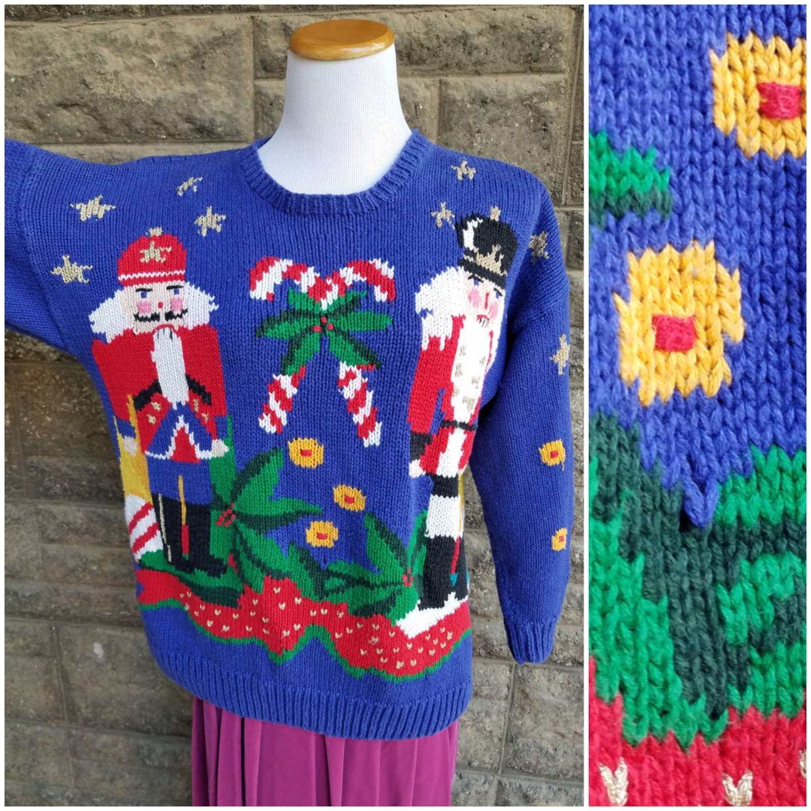 Vintage Knit Christmas Sweater Super Kitschy AllOver Design Etsy