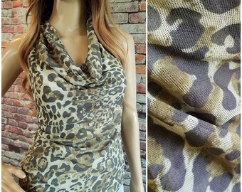 Y2K Leopard Print Mesh Stretch Tank Top, Size Medium M