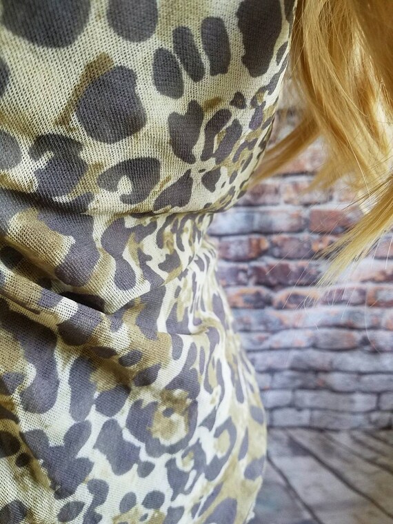 Y2K Leopard Print Mesh Stretch Tank Top, Size Med… - image 5