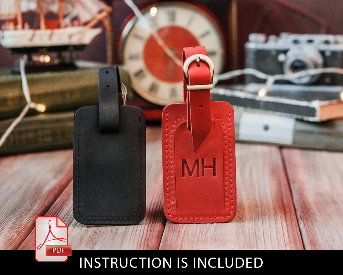 Leather Luggage Tag Pdfluggage Tag Patternpdf Download Etsy