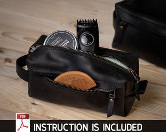 Leather make up bag pattern, Toiletry bag pattern, Toiletry bag pdf pattern, Leather toiletry bag pattern, Leather toiletry bag pdf