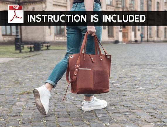 Leather tote bag pdf, Leather tote bag pattern, Leather shopper bag pattern, Leather shopper bag pdf, Shopper bag pdf