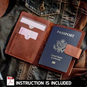 Patrón de funda de pasaporte, Funda de pasaporte pdf, Cartera de pasaporte pdf, Patrón de cartera de pasaporte, Patrón de cartera de pasaporte de cuero