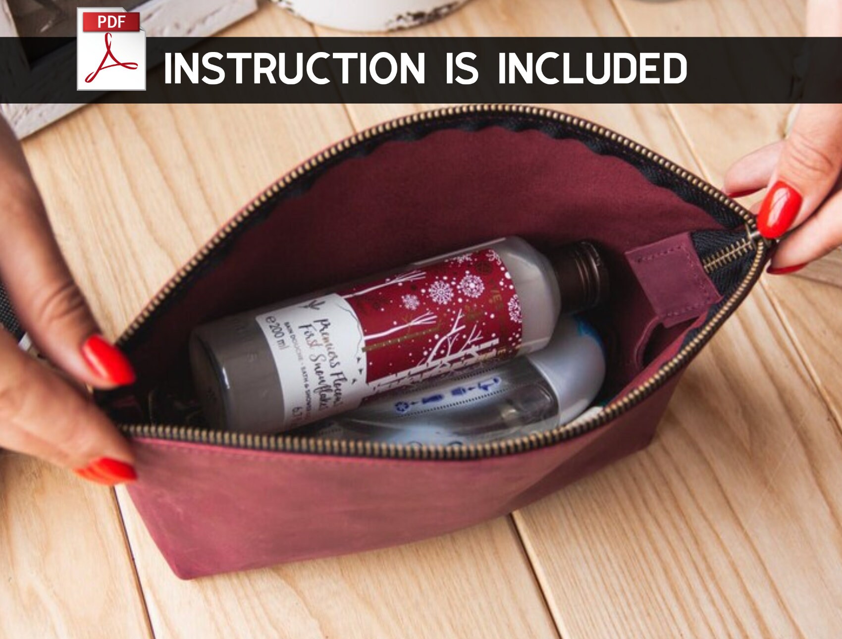 Cosmetic Bag Pdf Cosmetic Bag Pattern Leather Cosmetic Bag Etsy