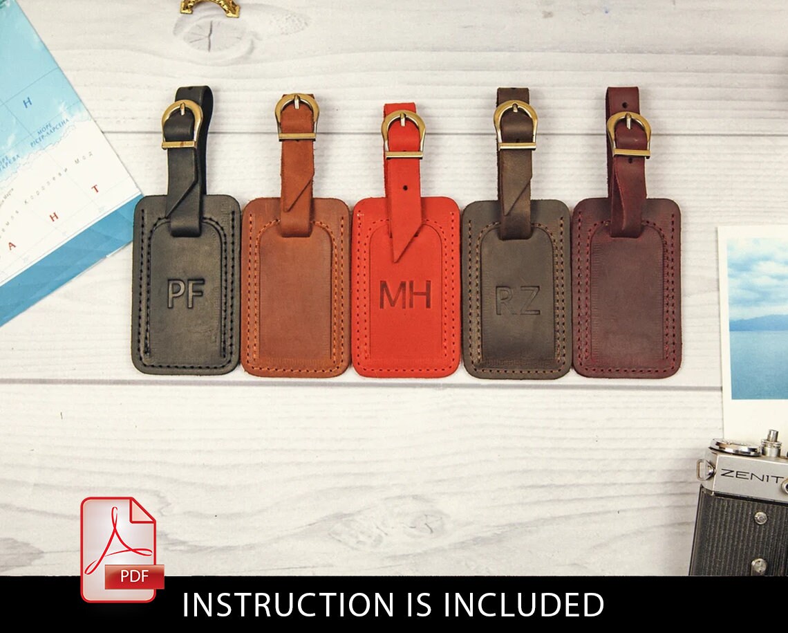 Leather Luggage Tag Pdfluggage Tag Patternpdf Download Etsy