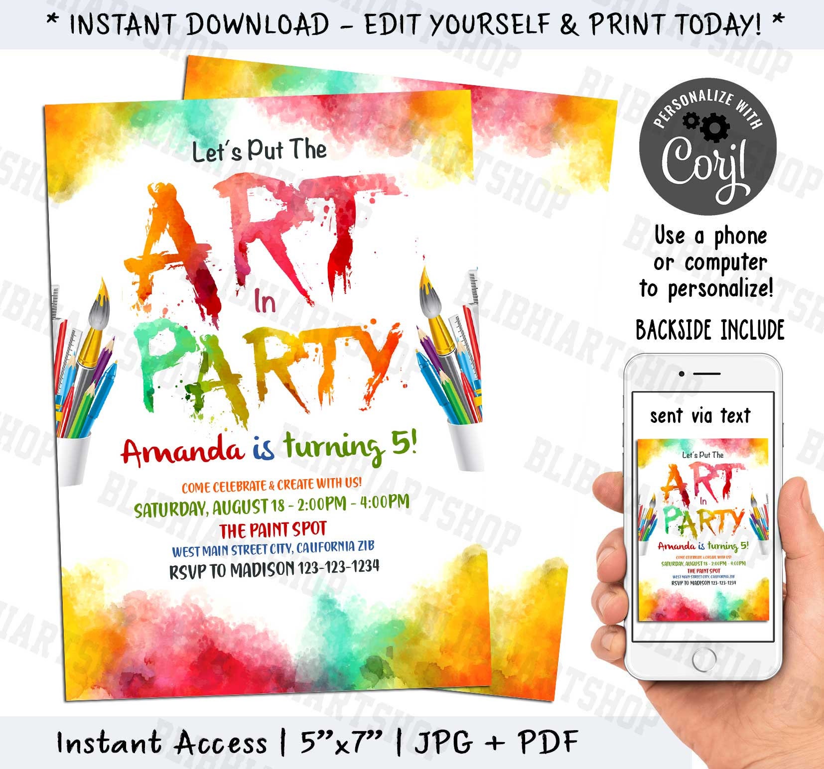 art-party-birthday-invitation-art-party-invitation-virtual-etsy-australia