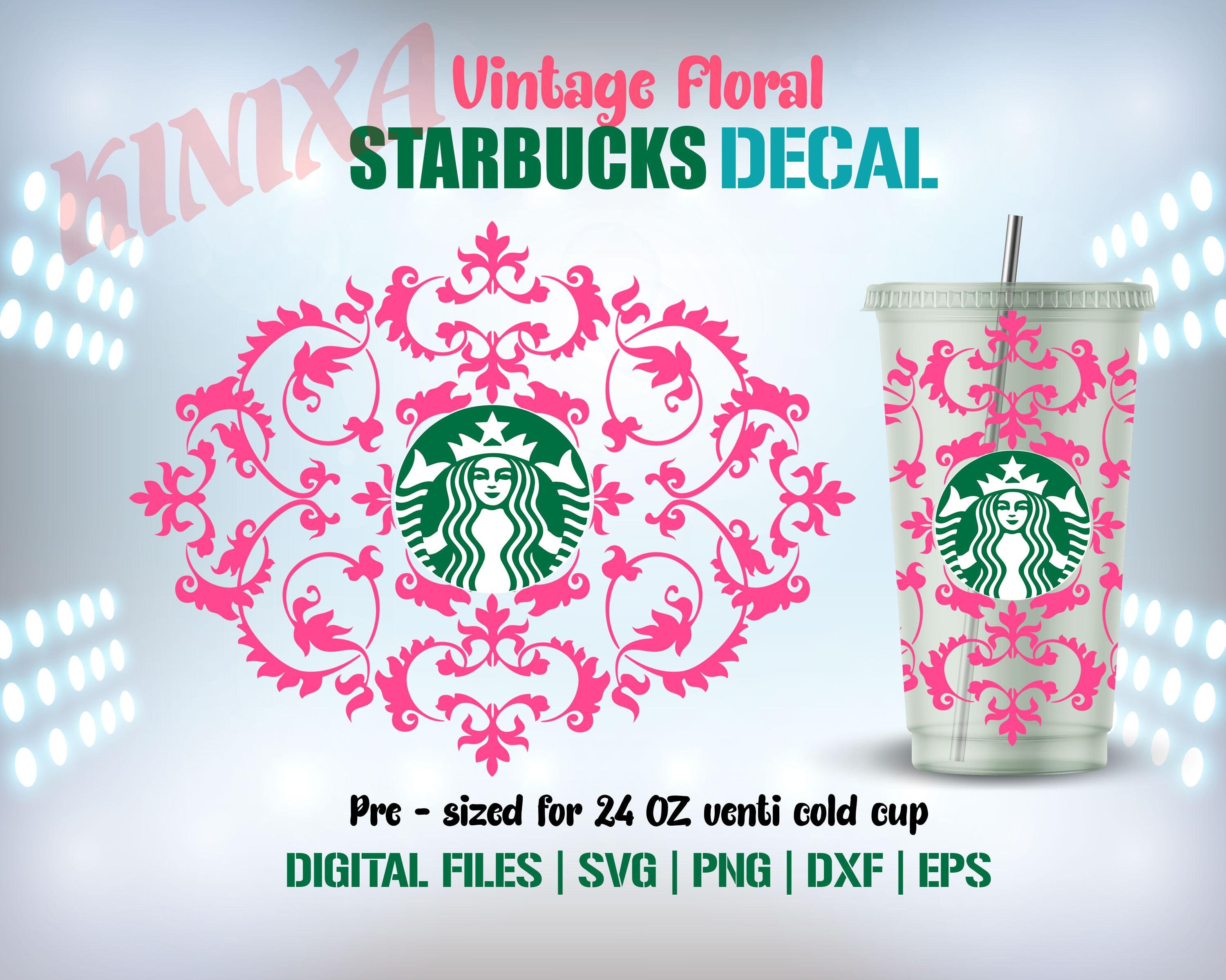 Full Vintage Floral Frame For Starbucks DIY with cutout for Etsy