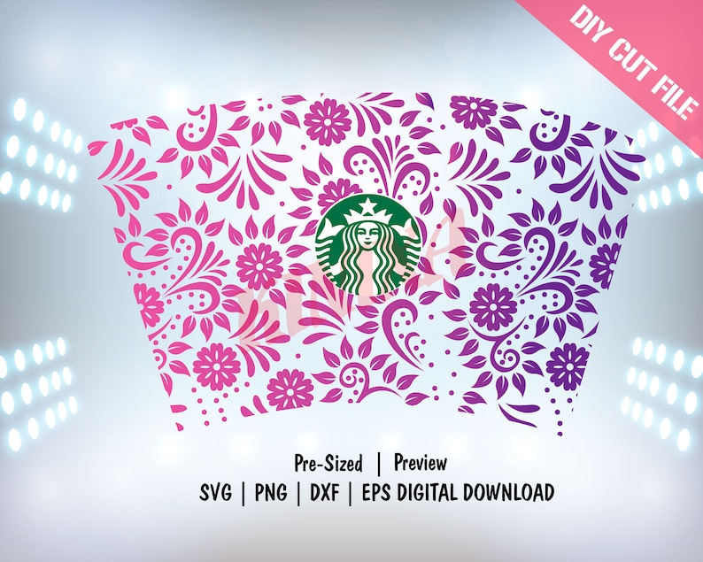Download Full Wrap Floral for Starbucks 24oz Venti Cold Cup Svg Png ...