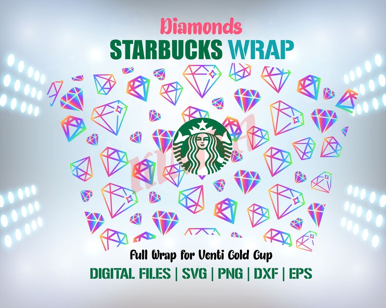 Download Free SVG Cut File - Full Wrap Diamond for Starbucks 24oz Venti Col...