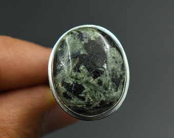 Rare Moss Agate Gemstone Ring, Handmade Ring, 925 Sterling Silver Ring, Designer Ring, Big Ring, Rare Moss Agate Ring