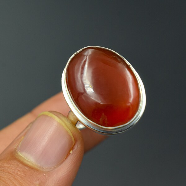 Natural Red Onyx Ring, 925 Silver Ring, Handmade Ring, Gemstone Ring, Ring for Women, Red Onyx Gemstone Silver Ring