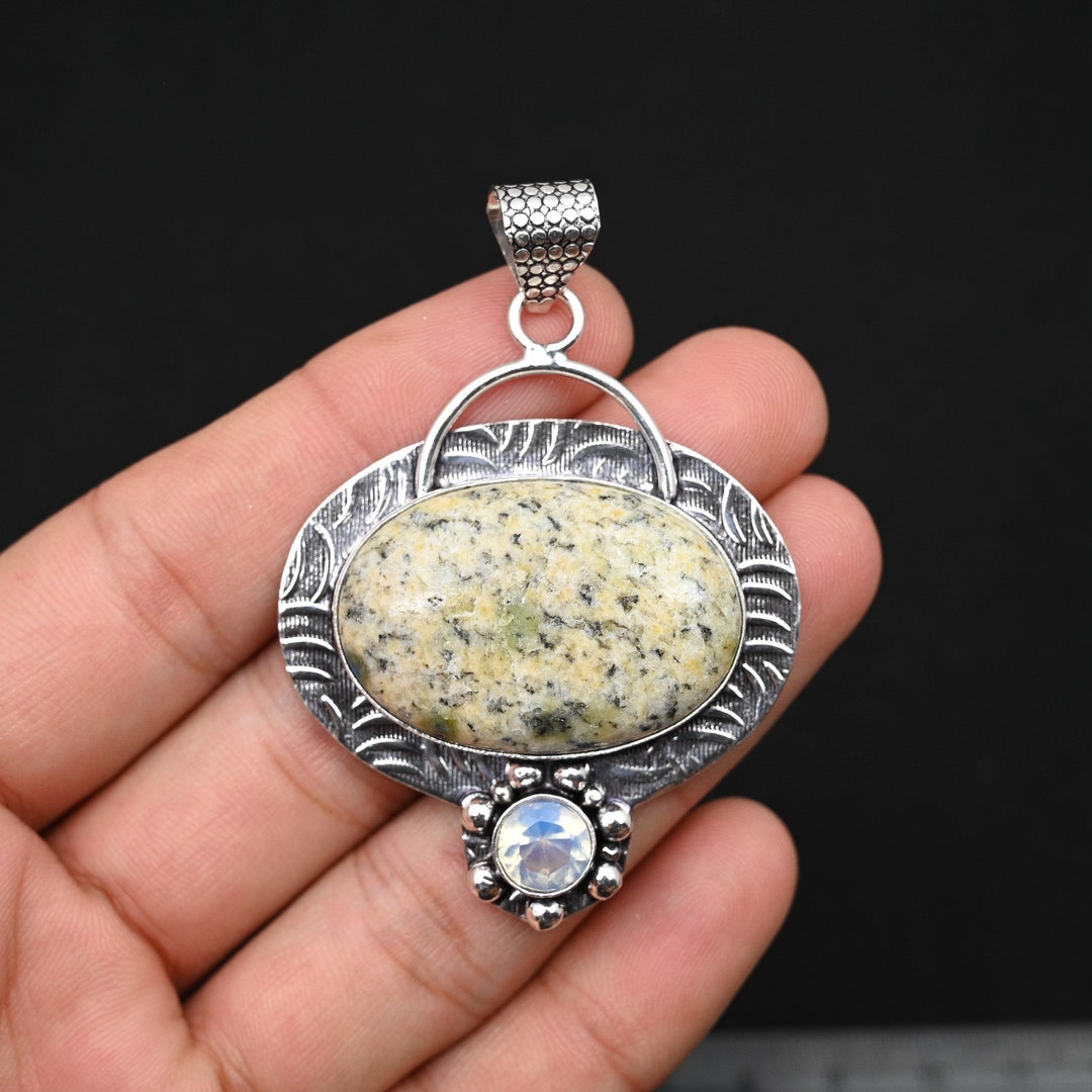 Elegant K2 Jasper Gemstone Pendant 925 Sterling Silver Plain Pendant Sediment Handmade Silver