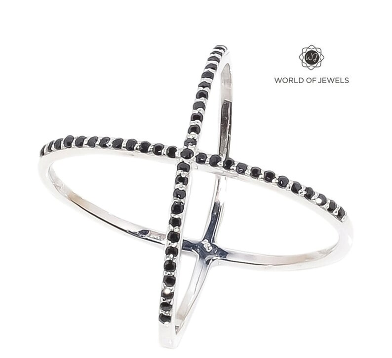 Cross Ring,Natural Pave Black Diamond,925 Sterling Silver,Handmade Antique Style Ring,Women Ring,New Arrival Ring,Christmas Gift Jewelry