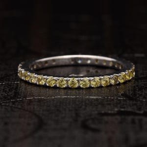 14K Gold Peridot Eternity Ring: Vintage August Birthstone Wedding Band