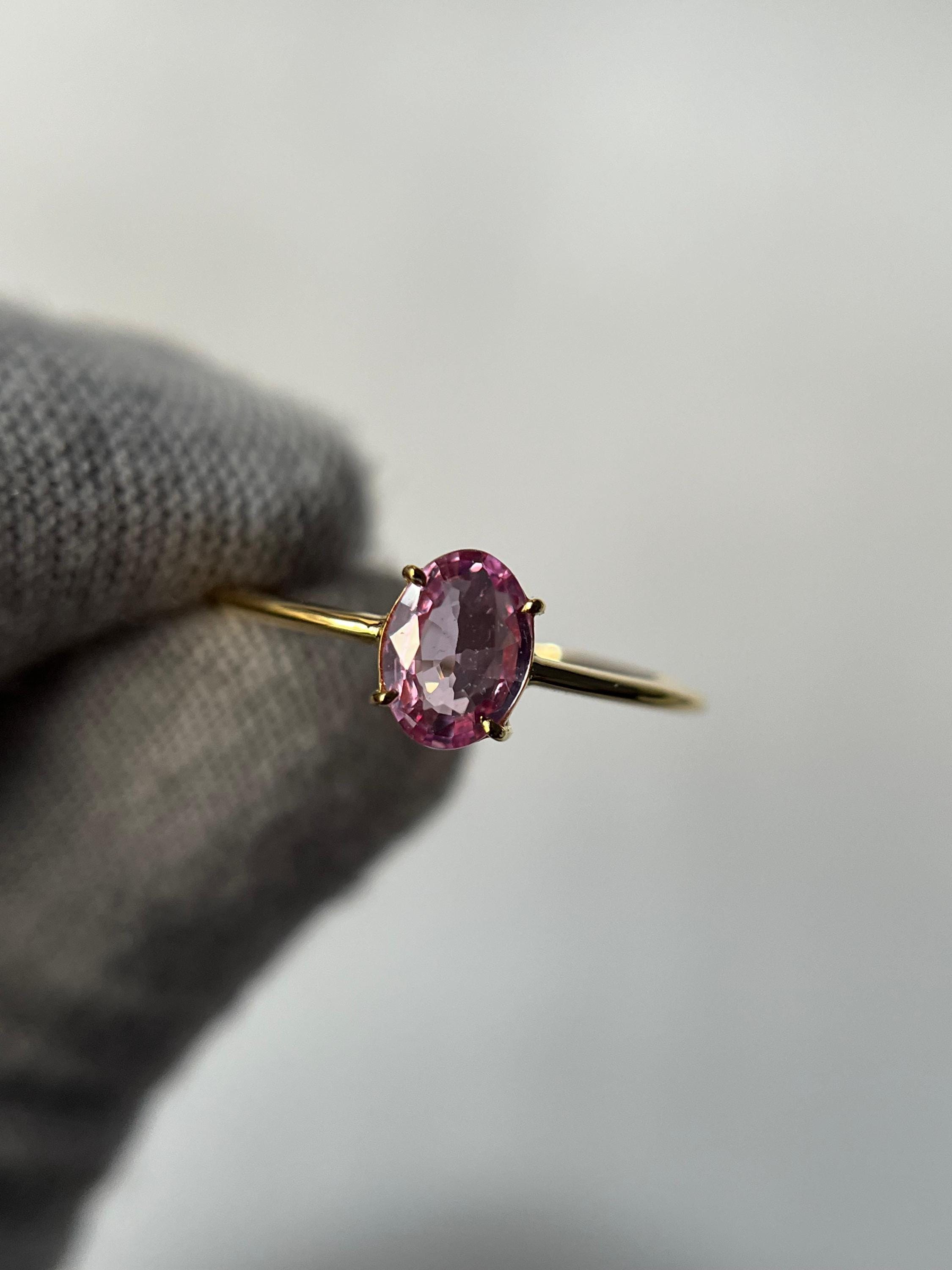 14Kゴールド ピンクサファイア エンゲージリング：ヴィンテージ