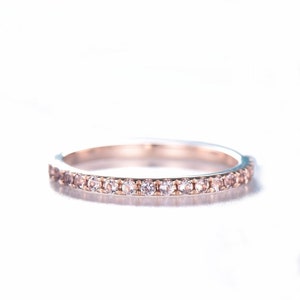 14k Rose Gold Morganite Ring, Morganite Eternity Band, Morganite Wedding Ring, Dainty Morganite Ring, Silver Stacking Ring, Birthstone Ring
