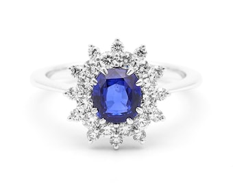 Blue Sapphire Sterling Silver Ring: Vintage Style Anniversary Ring
