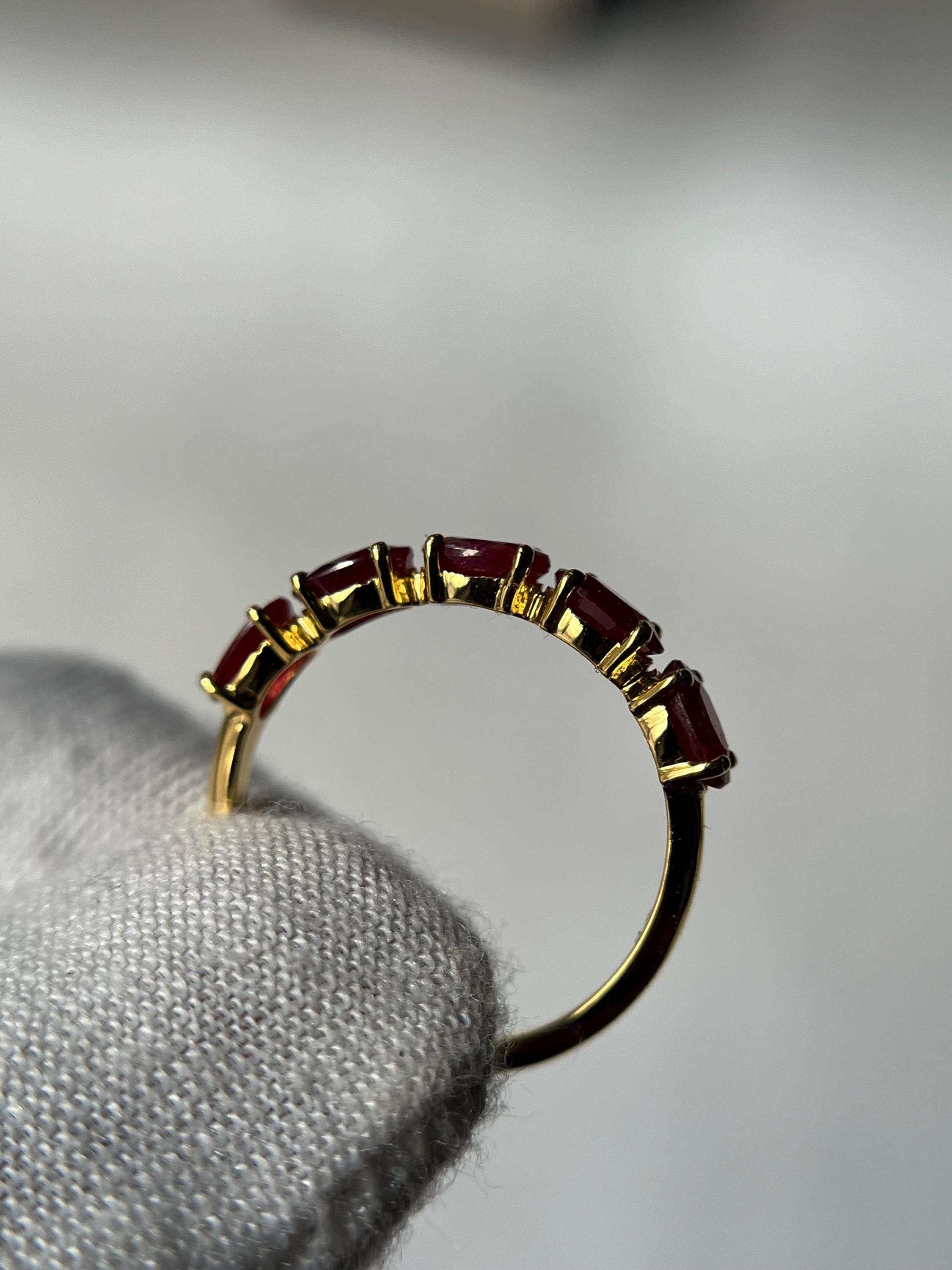 Buy 14k Gold Ruby Wedding Band Ring: Vintage Half Eternity Online in ...