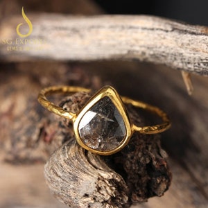 Natural Polki Diamond Ring, Fine Quality Polki Ring, 925 Sterling Silver Gold Plated Ring, Anniversary Wedding Ring, Polki Engagement Ring