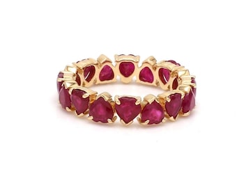 Vintage Heart Ruby Ring: Sterling Silver Wedding Anniversary Band