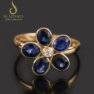 Sapphire Engagement Ring, Oval Cut Blue Sapphire Diamond Ring, Gift Ring For Mom, September Birthstone Ring, Art Deco Sapphire Gold Ring