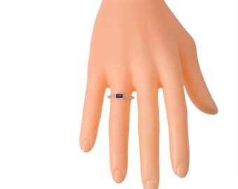 Baguette Sapphire Ring: Sterling Silver Minimalist Band