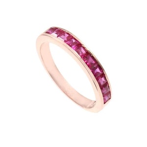 AAA Ruby Gold Ring, Ruby Wedding Band, Minimalist Ring, Anniversary Ring, Ruby Engagement Band, Natural Ruby Band, 14K Gold Ruby Band Ring