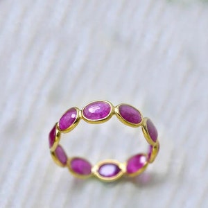 Natural Ruby Ring, Red Ruby Ring, Full Eternity Ruby Ring, July Birthstone Ring, Ruby Eternity Band, Red Ruby Band, Ruby Wedding Band Ring