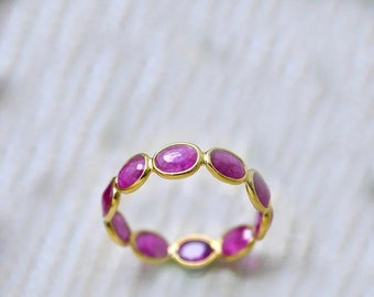 Vintage Sterling Silver Ruby Eternity Band Ring