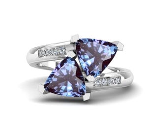 Vintage Art Deco Alexandrite Ring: Sterling Silver Opal Cluster