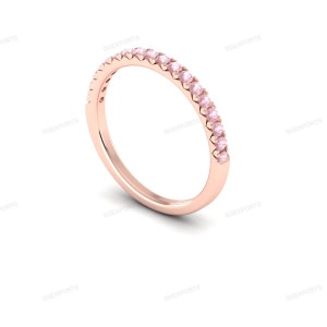 Morganite Band Ring, Natural Morganite Stacking Ring, 14k Rose Gold Ring, Anniversary Ring, Morganite Engagement Art Deco Ring, Ring For Her