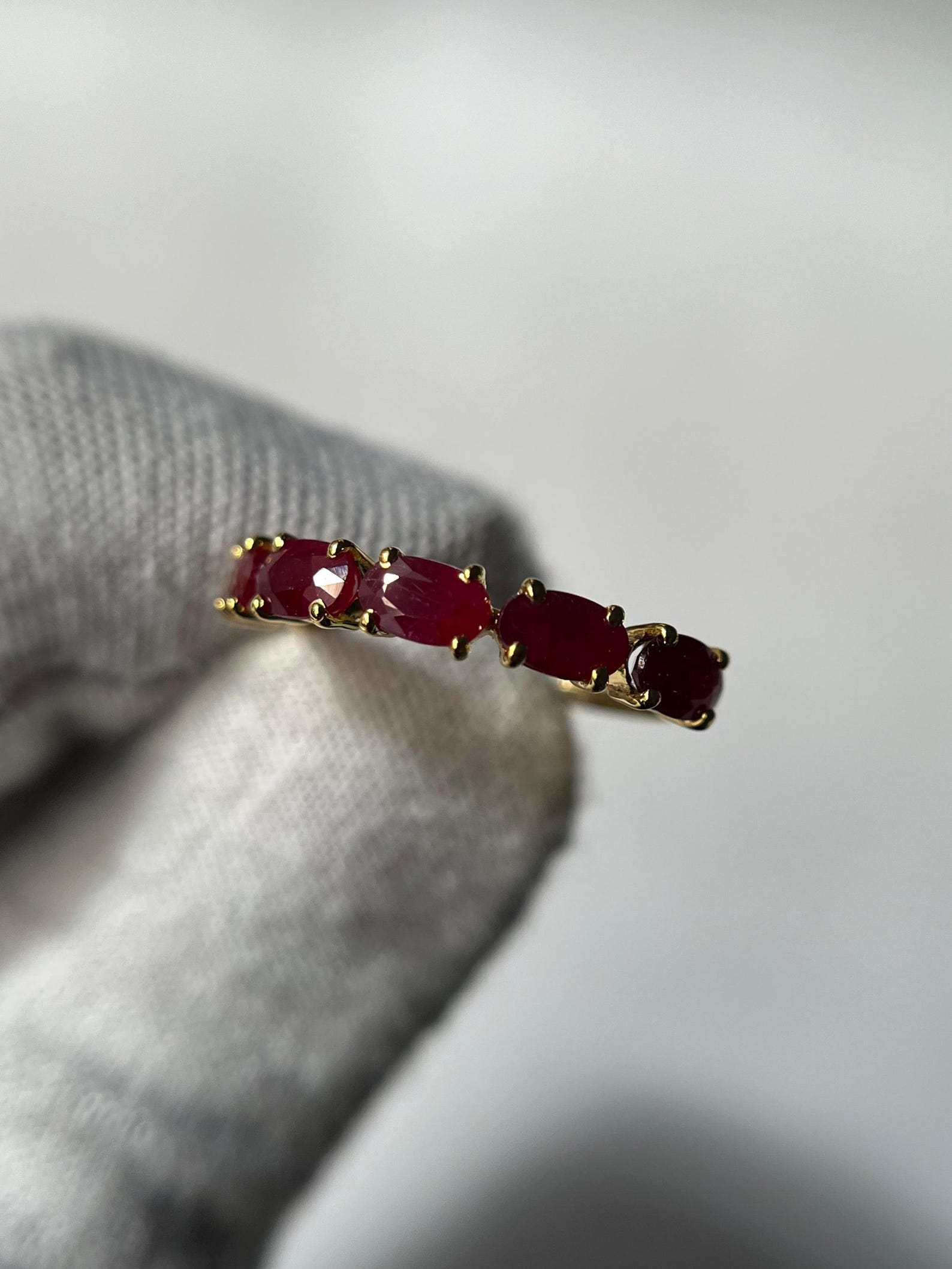 Buy 14k Gold Ruby Wedding Band Ring: Vintage Half Eternity Online in ...