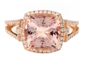Anello con morganite taglio cuscino: anello vintage per anniversario in argento sterling 925