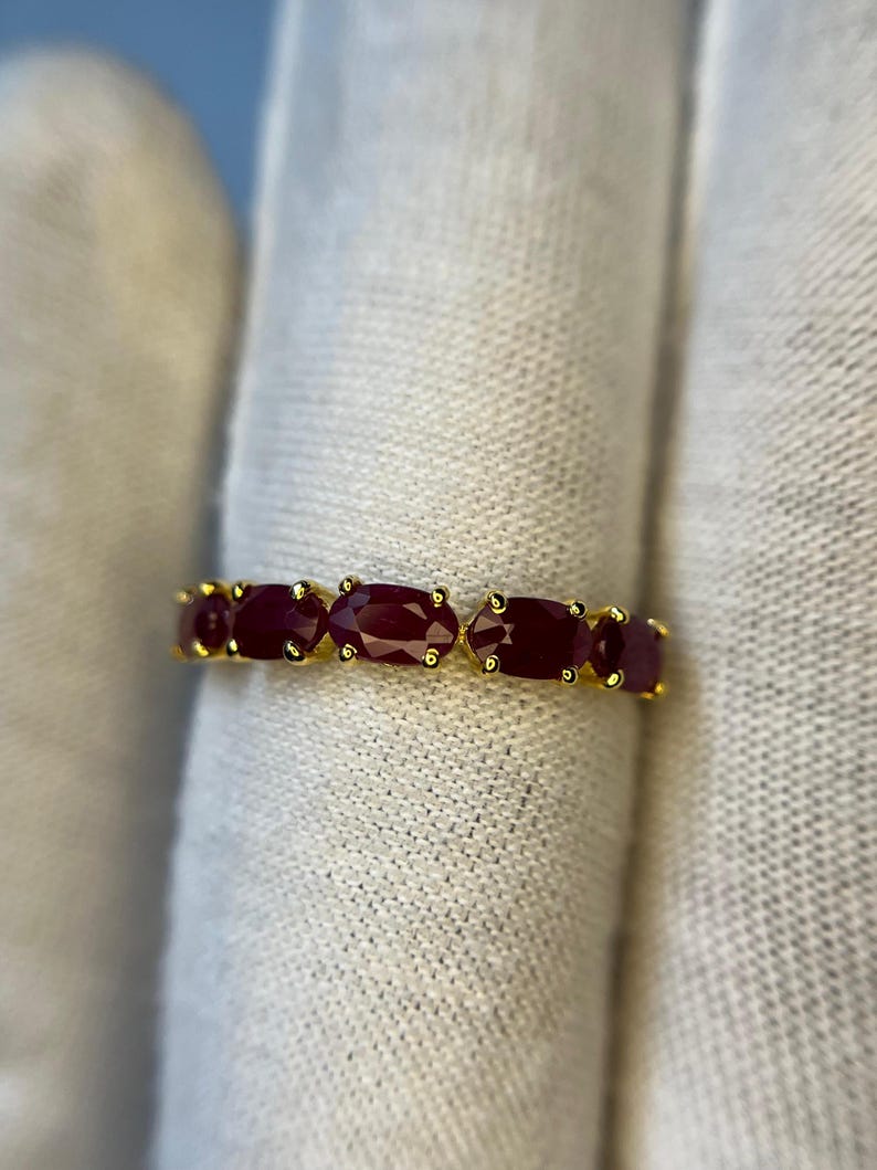 Buy 14k Gold Ruby Wedding Band Ring: Vintage Half Eternity Online in ...