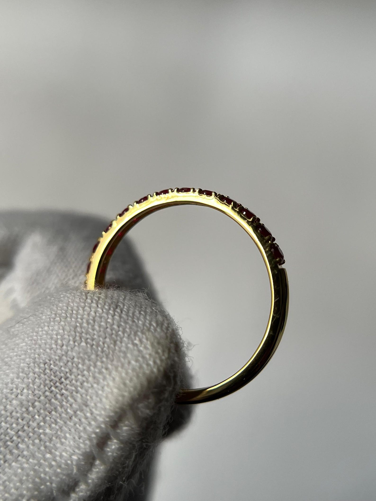 14k Gold Ruby Ring: Vintage Half Eternity Micro Pave Band - Etsy